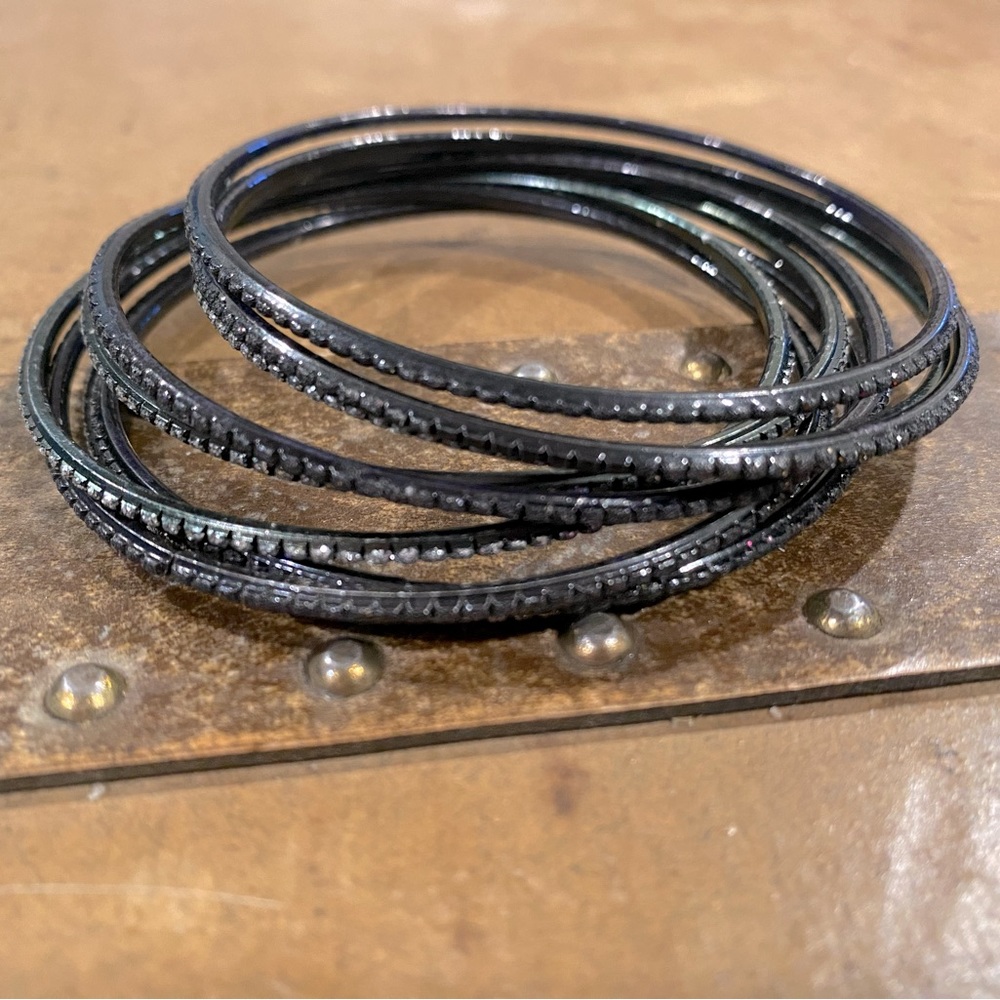 Glittery black bangles